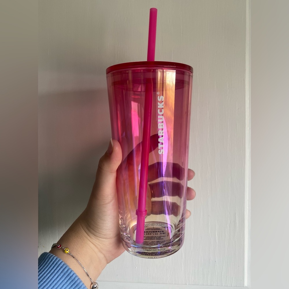 Pink glass Starbucks cup